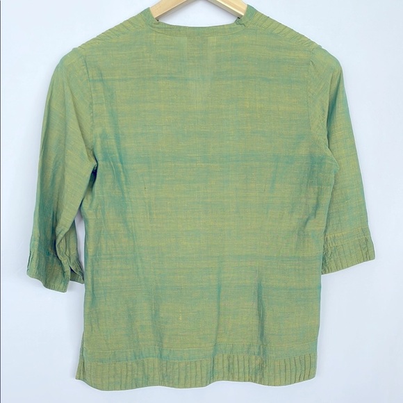 Elegant Olive V-Neck Blouse - Picture 2 of 10